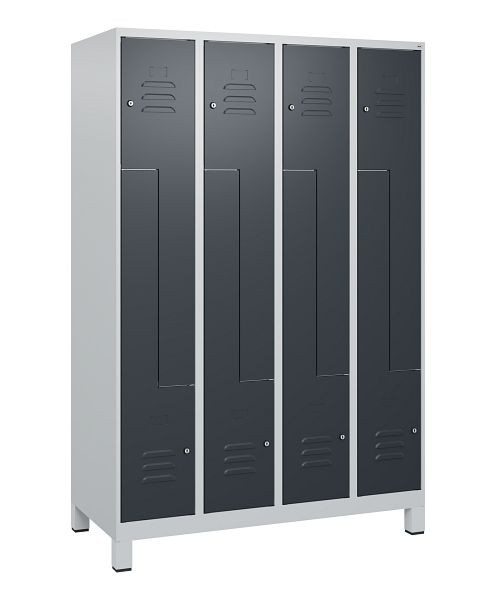 C+P Z-Spind Classic PLUS, voeten, 8 vakken, 1800x1200x500mm, 7035/7016, cilindersloten, 0800137-408 S10023