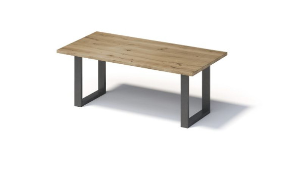 Bisley Fortis Table Regular, 2000 x 1000 mm, rechte rand, geolied oppervlak, O-frame, oppervlak: naturel / framekleur: blank staal, F2010OP303