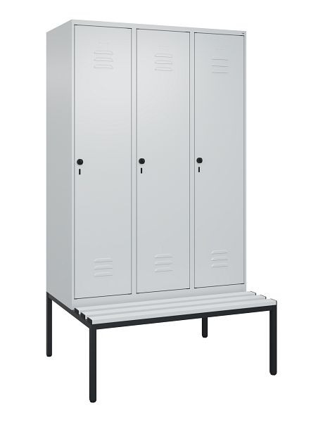 C+P luierkluis Classic PLUS, met onderbank, 3 vakken, 2120x1200x815mm, 7035/7035, draaibare sluiting, 0800507-32 S10039