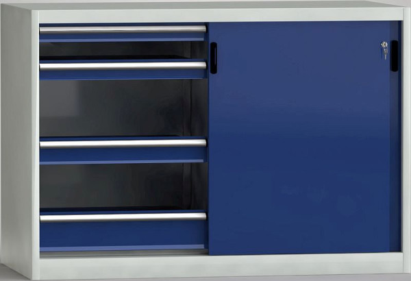 KLW schuifdeurkast als machinezijkast 1000 x 1500 x 815 mm H x B x D met afsluitbare schuifdeuren, tussenschot, 7SS-ST1000ETB-002MPB