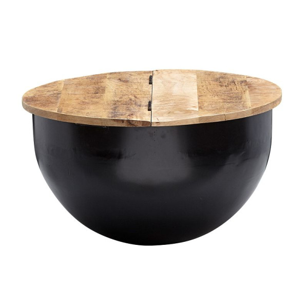 Wohnling salontafel mango massief hout metaal 60x34x60 cm industriële stijl rond, WL6.323