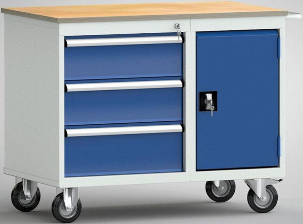 KLW standaard werkbank, 1000 x 620 x 830 mm, met beuken multiplex blad, WS824N-1000M20-E1001