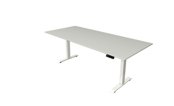 Kerkmann sta-/zittafel Move 4 nieuw 225 x 100 cm frame wit, tafelblad lichtgrijs, 10091111
