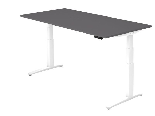 Hammerbacher zit-sta bureau elektrisch 200x100cm grafiet/w, rechthoekige vorm, VXBHM2E/G/WW