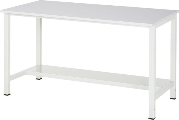 RAU werktafel serie 900, B1500xD800xH825mm, EGB werkblad melaminehars gecoat, dikte 28mm, met plank onder, 320mm diep, 03-900-3-ME28-15.12