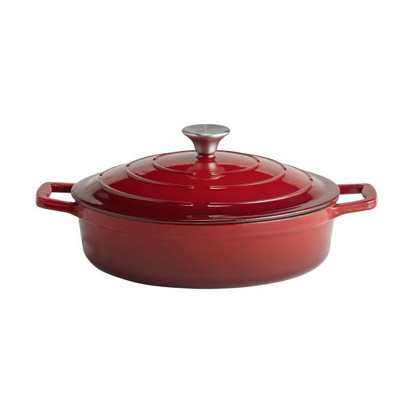 APS braadpan met deksel "5 STARS", gietijzer, geschikt voor inductie, ovenbestendig, inclusief dekselhouder, Ø 28 cm, 3 liter, rood, 88304