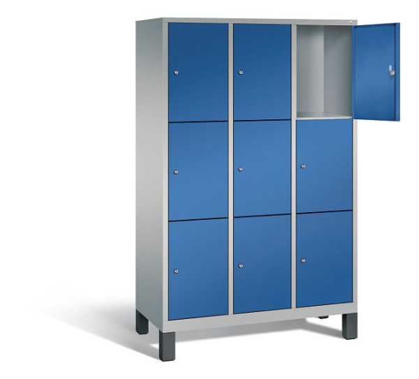 C+P lockerkast Evolo, H1850xB1200xD500mm, kleur: wit aluminium / gentiaanblauw, 48010-323 S10218