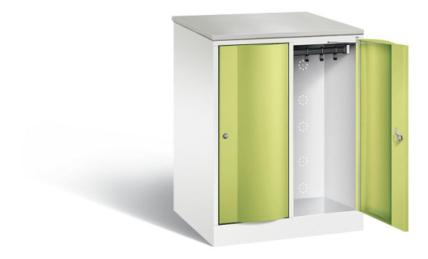 C+P XL lockerkast Resisto, H1077xB772xD640mm, kleur: verkeerswit / virid green, 8271-273 S10072