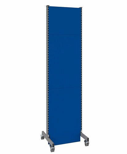 DENIOS mobiele akoestische scheidingswand, basisveld, B 625, H 2500 mm, eenzijdige akoestische geperforeerde plaat, grijs/blauw, 293102