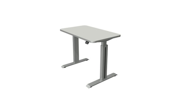 Kerkmann sta-/zittafel B 1000 x D 600 mm, zilver, elektrisch in hoogte verstelbaar van 740 - 1230 mm, lichtgrijs/zilver, 10175311