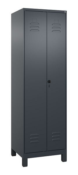 C+P Umkleidespind Classic PLUS SW, Füße, 2 Abteile, 1950x600x500mm, 7016/7016, Drehriegel, 080012-20 S10012