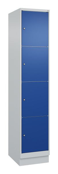 C+P lockerkast Classic PLUS, onderstel, 1950x400x500mm, 7035/5010, met 4 vakken, 080020-124 S10003