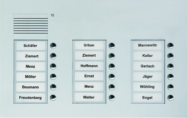 TCS audio buitenstation serie PUK 18 belknoppen (rechts uitgelijnd), 3 kolommen, UP zilver, PUK18/3-EN