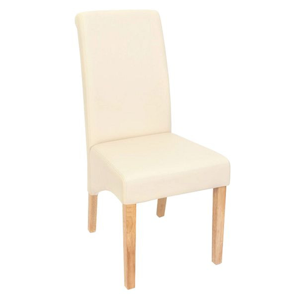 Mendler set van 2 eetkamerstoelen keukenstoelen stoel M37, kunstleer mat, creme, lichte voet, 22310