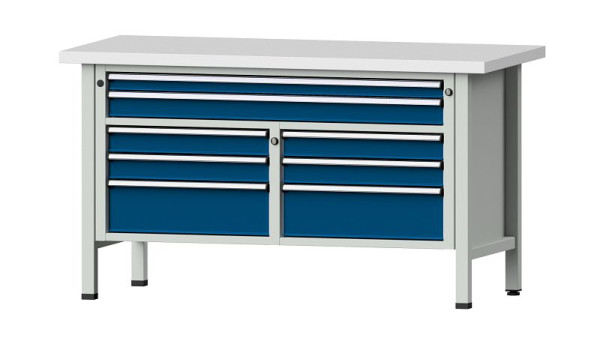 ANKE werkbanken kistwerkbank, model 259 V, 1500 x 700 x 840 mm, RAL 7035/5010, KSP 40 mm, 304.148