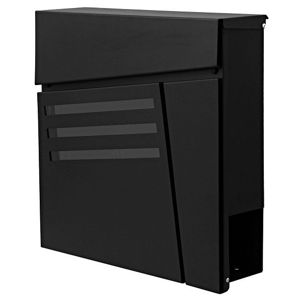 Mendler brievenbus HWC-B28, wandbrievenbus brievenbus krantenvak, gepoedercoat, zwart, 60200