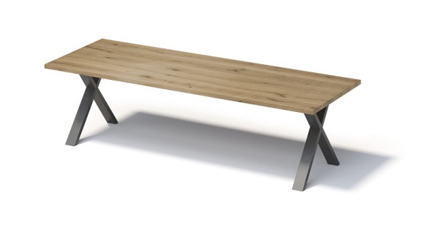 Bisley Fortis Table Regular, 2800 x 1000 mm, rechte rand, geolied oppervlak, X-frame, oppervlak: naturel / framekleur: blank staal, F2810XP303