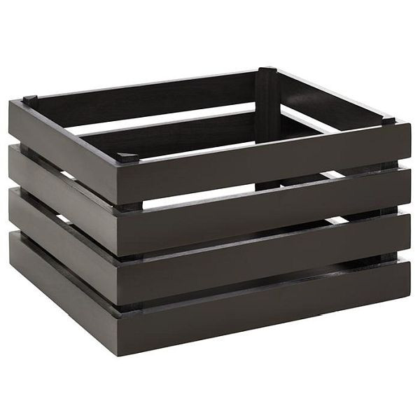 APS houten kist -SUPERBOX-, 35 x 29 cm, hoogte: 20 cm, acaciahout, zwart, geschikt voor GN 1/2, 11724