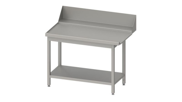 Stalgast RVS afvoertafel, korfgeleiding met afschot, onderblad, 1000x750x880mm, montagezijde links, opstand: 200mm, gelast, VAL10714LA