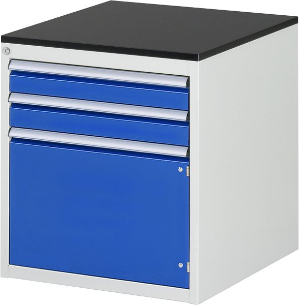 RAU ladekast serie 7000, B580xD650xH640mm, laden: 2xH90mm, draaideur H360mm, werkblad melaminehars gecoat, 03-L3.5AR-M.11