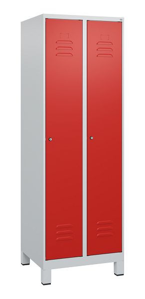 C+P luierkastje Classic PLUS met middenwand, voeten, 2 vakken, 1800x600x500mm, 7035/3020, cilindersloten, 0800107-20F S10017