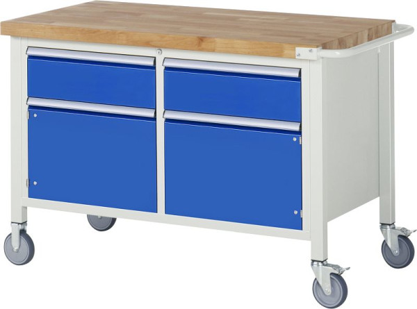 RAU verrijdbare werkbank serie 8000, 2 x laden, 2 x deuren, 1250x880x700 mm, 05-8466A2-127B4S.11