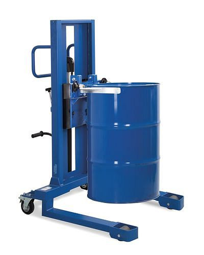 DENIOS vatheffer FL 12-SK van staal, breed chassis, voor 200-220 l stalen en kunststof vaten, 214-475
