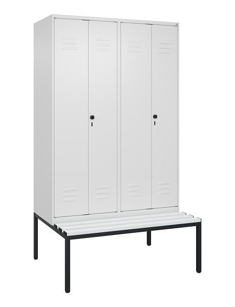 C+P luierkastje Classic PLUS SW, 4 vakken, 2120x1200x815mm, 9016/9016, draaibare sluiting, met bank eronder, 0800527-40 S10044