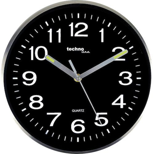 Technoline quartz wandklok wit, rode wijzer, metaal, afmetingen: Ø 25 cm, WT 7620
