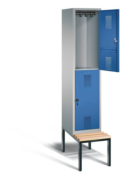 C+P locker dubbeldekker Evolo, H2090xW420xD815mm, kleur: wit aluminium / gentiaanblauw, 48350-12 S10073