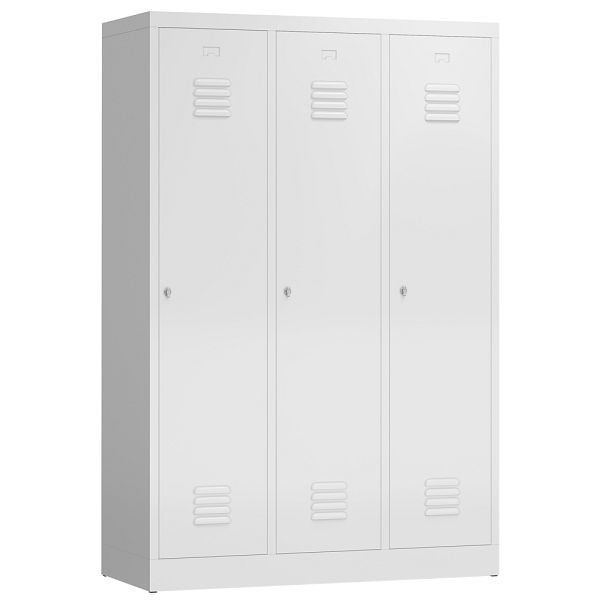 Lüllmann ClassiX kledingkast, 3 compartimenten met zwart-wit scheiding, 1800 x 1185 x 500 mm, signaalwit, X-515137