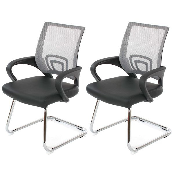 Mendler set van 2 vergaderstoelen Ancona, bezoekersstoel, imitatieleer, grijs, 36572