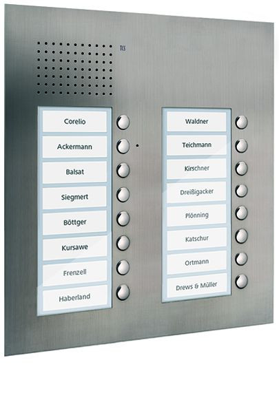 TCS audio buitenstation serie PUK 16 belknoppen (rechts uitgelijnd), 2 kolommen, UP RVS, PUK16/2-ES