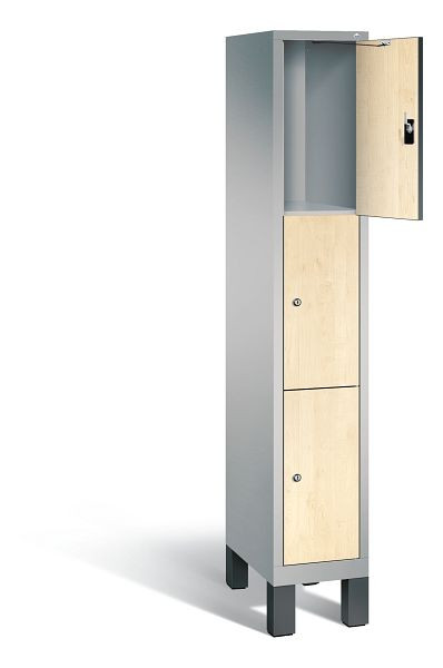 C+P lockerkast Evolo, H1850xB320xD500mm, kleur: wit aluminium / Donau esdoorn decor, 48010-103 S10119