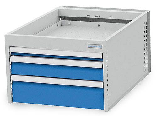 Bedrunka + Hirth hangend ladeblok, met 3 lades, verschillende paneelhoogtes, diepte 735 mm, 535 / 111VB