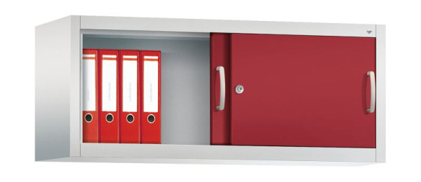 C+P bovenkast Acurado, H500xB1200xD400mm, kleur: lichtgrijs/robijnrood, beugelgreep, 1 niveau, 2044-00 S10042