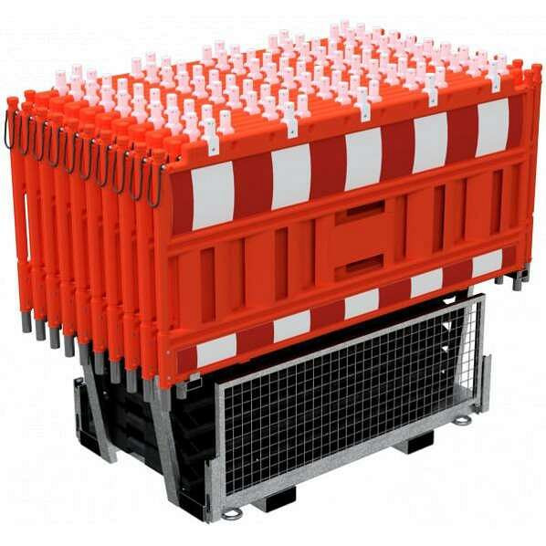 Schake slagboom SET4, 1x dubbele pallet voor slagboom en grondplaat, 20x Schake slagboom, rood, 33420KA-O-SET4