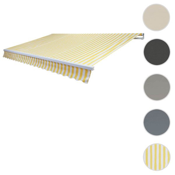 Mendler vervangingshoes voor luifel T791, knikarm luifel vervangingshoes zonwering, 4,5x3m, acryl geel-wit, 77456