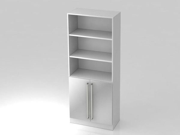 Hammerbacher kast 5OH, 2 deuren onder plintpaneel, chromen handgreep wit/zilver, 80x42x200,4 cm (BxDxH), V7700/W/S/CE