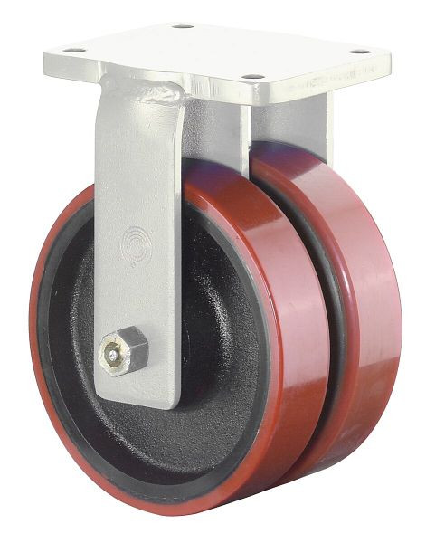 BS Rollen zwaarlast dubbel wiel, bokwiel, breedte 2x50 mm, Ø200 mm, tot 2000 kg, loopvlak polyurethaan gegoten 95 Shore A, gegoten, kogellager, S110.C10.200