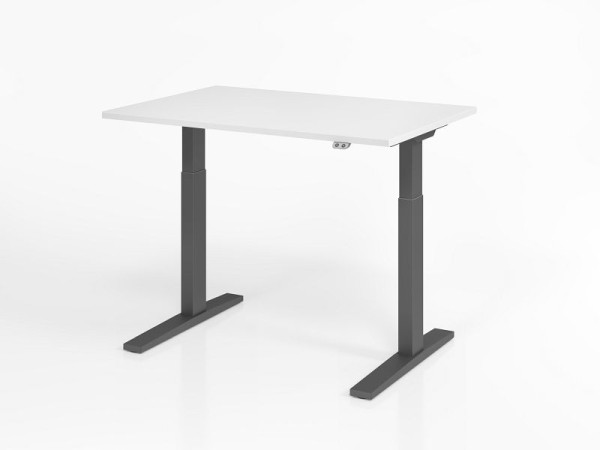 Hammerbacher bureau XMKA12, 120 x 80 cm, blad: wit, 25 mm dik, ABS dikke rand, rechthoekige vorm, grafiet, VXMKA12/W/G