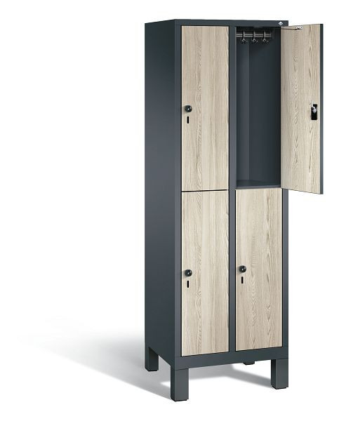 C+P locker, dubbellaags Evolo, H1850xB610xD500mm, kleur: antracietgrijs / Sen ash decor, 48310-20 S10425