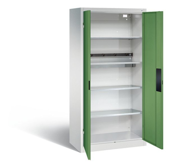C+P accu laadkast serie 89, H1950xW930xD500mm, kleur: lichtgrijs / reseda groen, verzonken handgreep, 8921-05E1 S10007