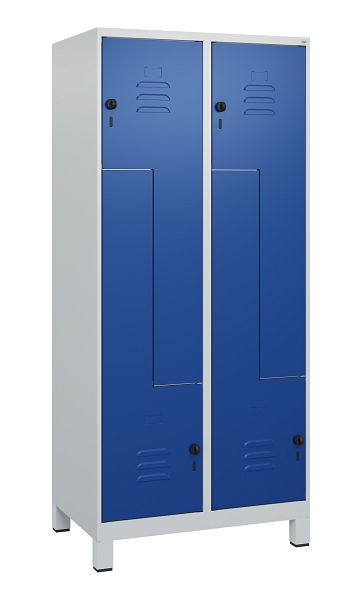 C+P Z-Spind Classic PLUS, Füße, 4 Abteile, 1800x800x500mm, 7035/5010, Drehriegel, 0800137-224 S10003