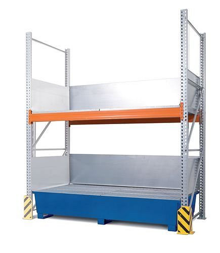 DENIOS Combi-Plank 3 K4-I.13 met gelakte lekbak, voor 4 IBC's van 1000 liter, bevestigingsveld, 209-420