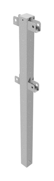 Schake-beschermingsrailing, stalen buis 70 x 70 mm, steunpaal om in beton te plaatsen, middenpaal voor boven- en knierail, thermisch verzinkt, 4271