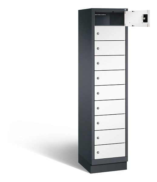 C+P lockerkast Evolo, H1850xB420xD500mm, kleur: zwartgrijs / verkeerswit, 48020-1210 S10153