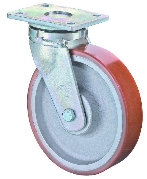 BS Rollen Zwaarlastwiel, wielbreedte 50 mm, wiel-Ø 200 mm, draagvermogen 1000 kg, gegoten polyurethaan 95 Shore A, gegoten wiel, kogellager, RR100.C10.200