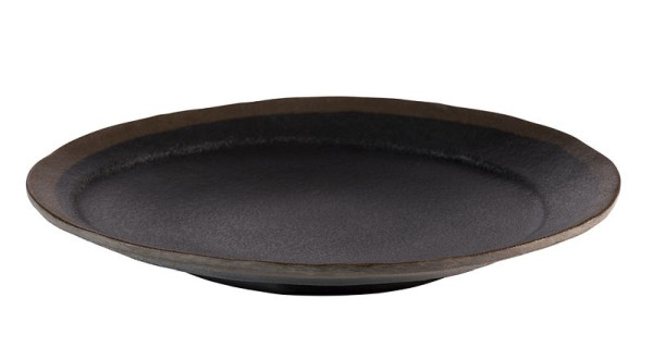 APS bord -MARONE-, Ø 20,5 cm, hoogte: 2,5 cm, melamine, zwart, met bruine rand, 84729