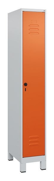 C+P kleedkamerkast Classic PLUS met middenwand, voeten, 1800x300x500mm, 7035/2004, veiligheidsdraaigrendel, 0800107-10F S10030